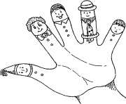 Coloriage main enfants avec doigts humour drole