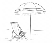 Coloriage parasol avec chaise de plage vacance ete