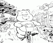 Coloriage Bisounours a velo