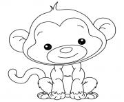 Coloriage adorable petit singe pour enfant