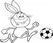 Coloriage lapin qui joue au foot