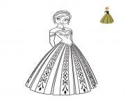 Coloriage superbe robe pour le bal reine des neiges dressup