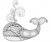 Coloriage whale zentangle adulte