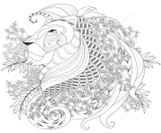 Coloriage zentagle lion with floral elements adulte