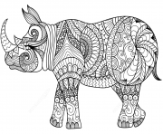 Coloriage zentangle rhino adulte