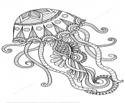Coloriage jellyfish zentangle adulte