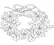 Coloriage couronne de noel avec fleurs et cloches