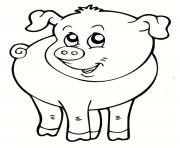 Coloriage cochon souriant animal de la ferme