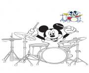 Coloriage mickey mouse drum batterie