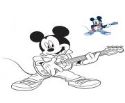 Coloriage mickey mouse guitare electrique musique