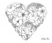 Coloriage mandala elanise art flowers in a heart