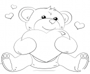 Coloriage ourson teddy avec un gros coeur