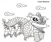 Coloriage lion dance free nouvel an chinois