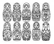 Coloriage best Matryoshka dolls adult Poupee Russe