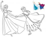 Coloriage Princesse Disney Elsa et Anna La Reine des Neiges