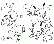 Coloriage pokemon pikachu avec ses amis