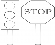Coloriage securite routiere panneau stop