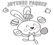 Coloriage joyeuse paques lapin de paques jongleur oeufs