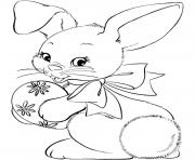 Coloriage lapin bunny avec oeuf paques