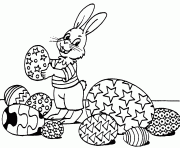 Coloriage lapin paques oeufs
