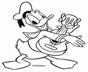 Coloriage Donald joue de la guitare Disney