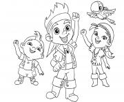 Coloriage jake izzy cubby et skully pirate enfant