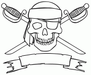 Coloriage logo pirate tete de mort epees