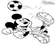 Coloriage mickey mouse joue au foot