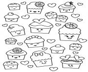 Coloriage kawaii cupcake muffins