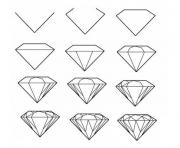 Coloriage comment dessiner un diamant