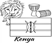 Coloriage kenya drapeau lion