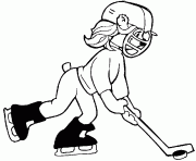 Coloriage une fille joue au hockey sur glace