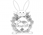 Coloriage paques sur oeuf lapin anti stress