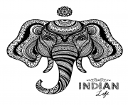Coloriage elephant indian adulte zentangle