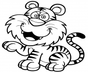 Coloriage tigre dessin anime souriant