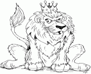 Coloriage un lion avec sa couronne sur sa tete
