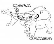 Coloriage simba et nala bebe roi lion