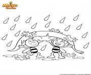 Coloriage Maya et Willy contre la pluie
