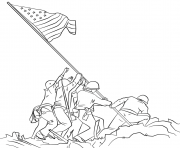 Coloriage raising the drapeau on iwo jima