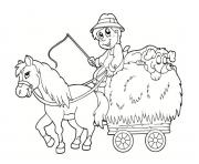 Coloriage fermier avec le poney