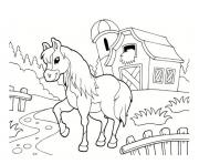 Coloriage poney a la ferme