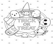 Coloriage trick or treat halloween kids