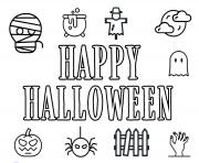 Coloriage happy halloween icons funs