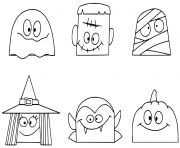 Coloriage personnages de halloween amusants tetes
