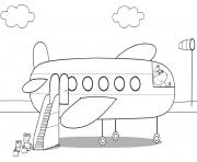 Coloriage La famille Peppa Pig en avion