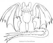 Coloriage toothless lineheart by SweetLhuna