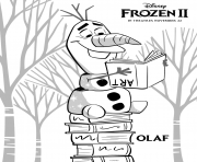 Coloriage Olaf aime la lecture dans La reine des neiges 2 de Disney