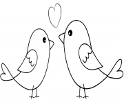 Coloriage deux oiseaux en amour