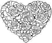 Coloriage roses en forme de coeur