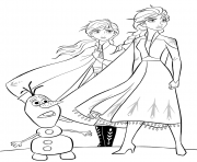 Coloriage Anna et Elsa et Olaf